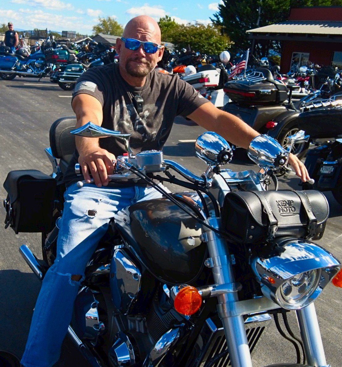Rider on a motorcycle at the rally