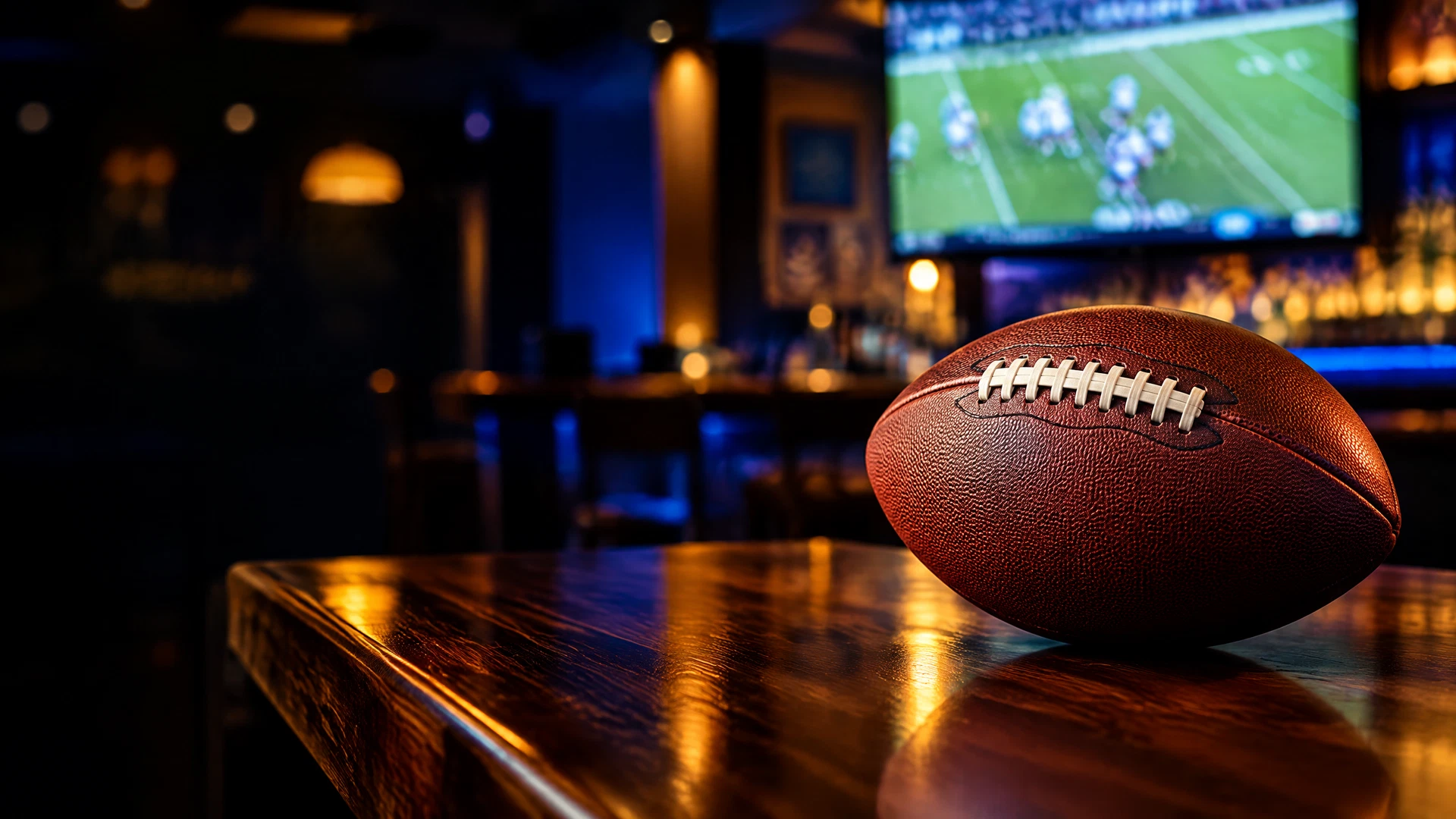 Smartphone showing a generic directory-style interface beside a football and notebook