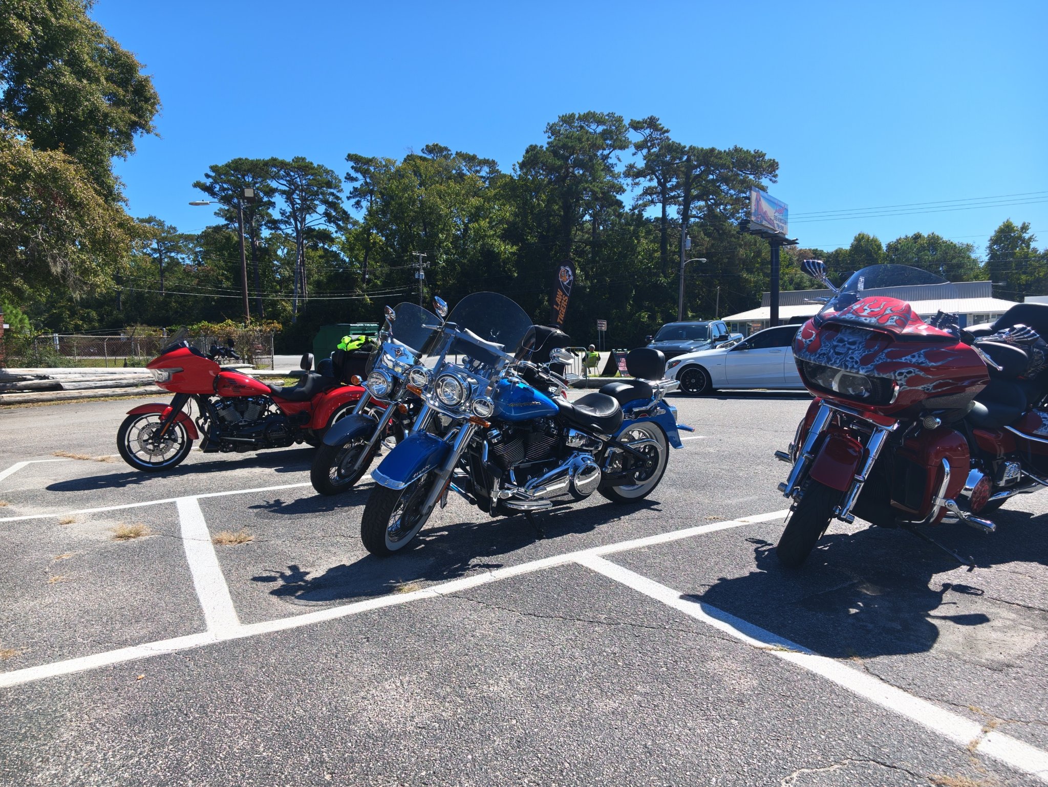 Motorcycles parked at a Grand Strand rally
