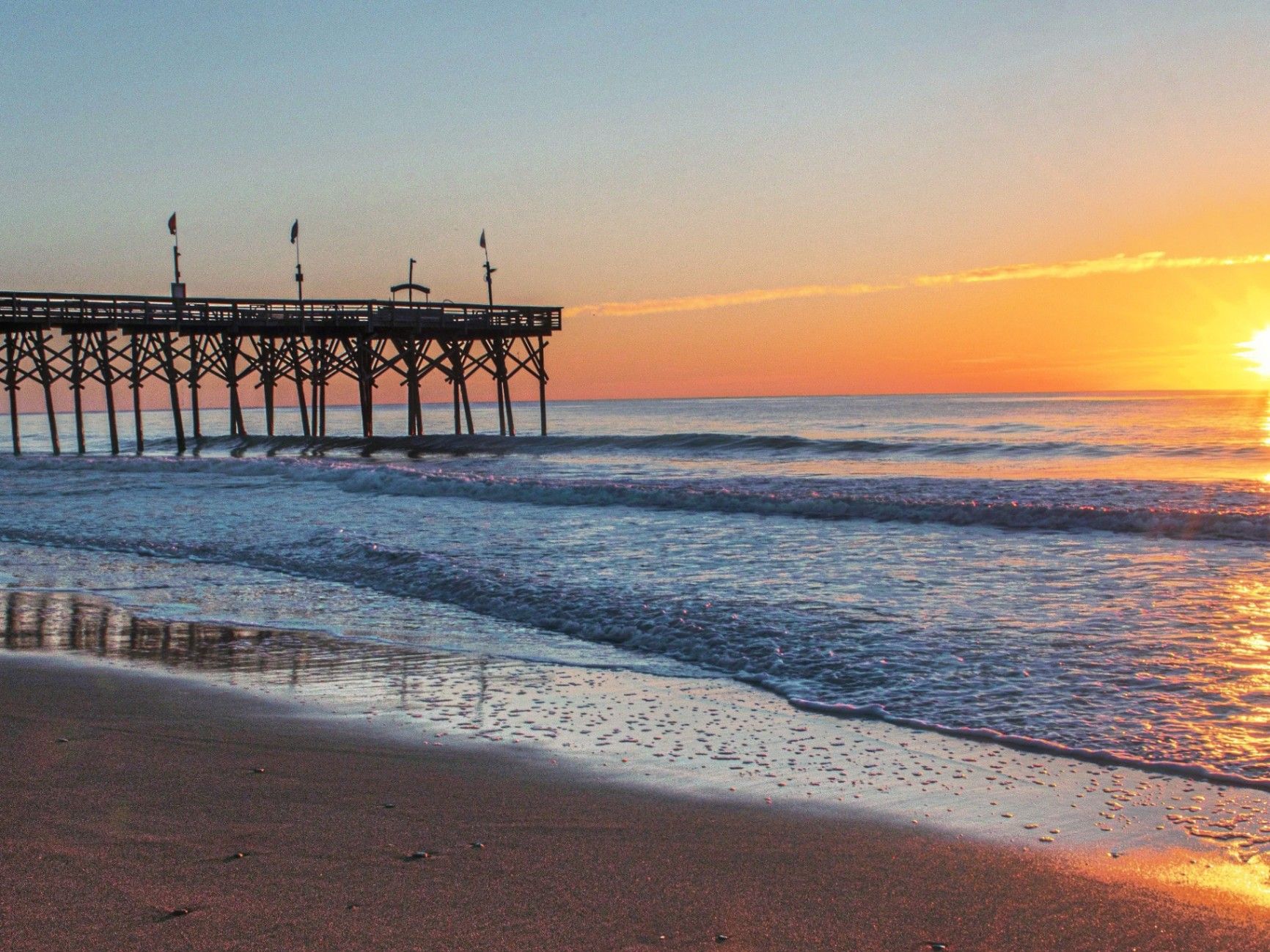 Myrtle Beach sunrise and pier scene