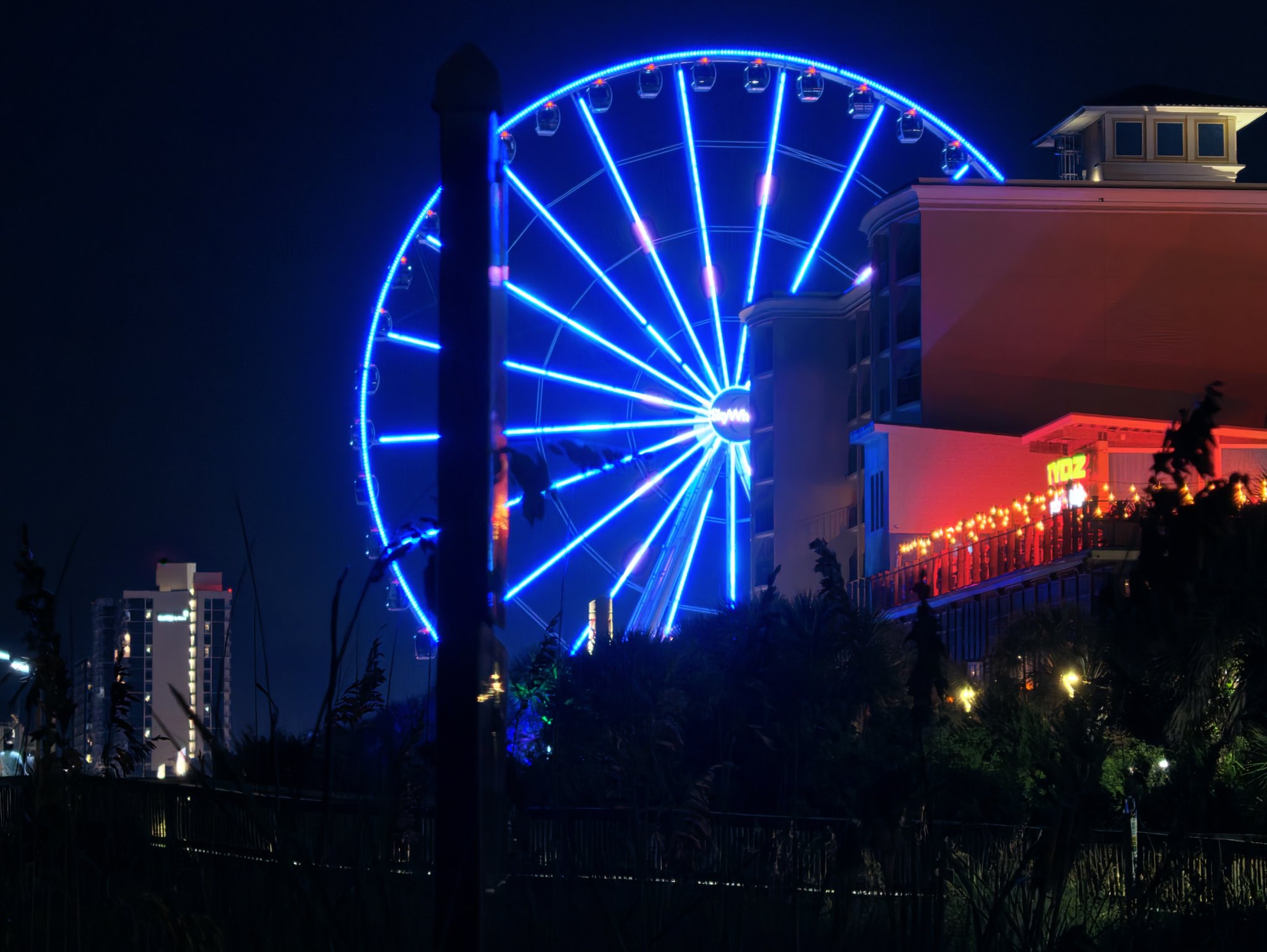 SkyWheel in blue neon