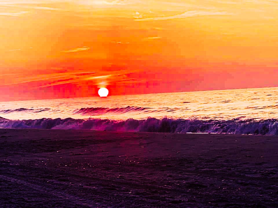 Purple sunset waves