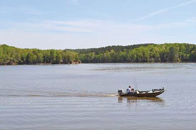 Lake Wateree with a fishing boat